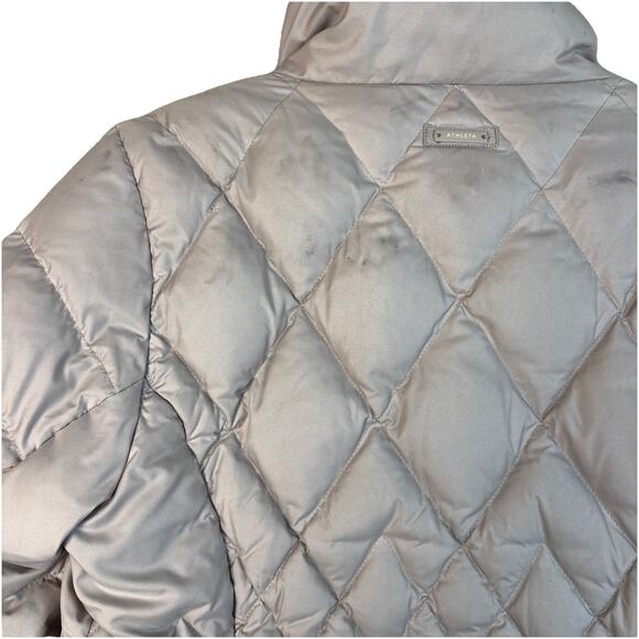 Athleta Jacket Small Responsible Goose Down Gray Pebble Puffer Quilted Coat - Picture 10 of 13